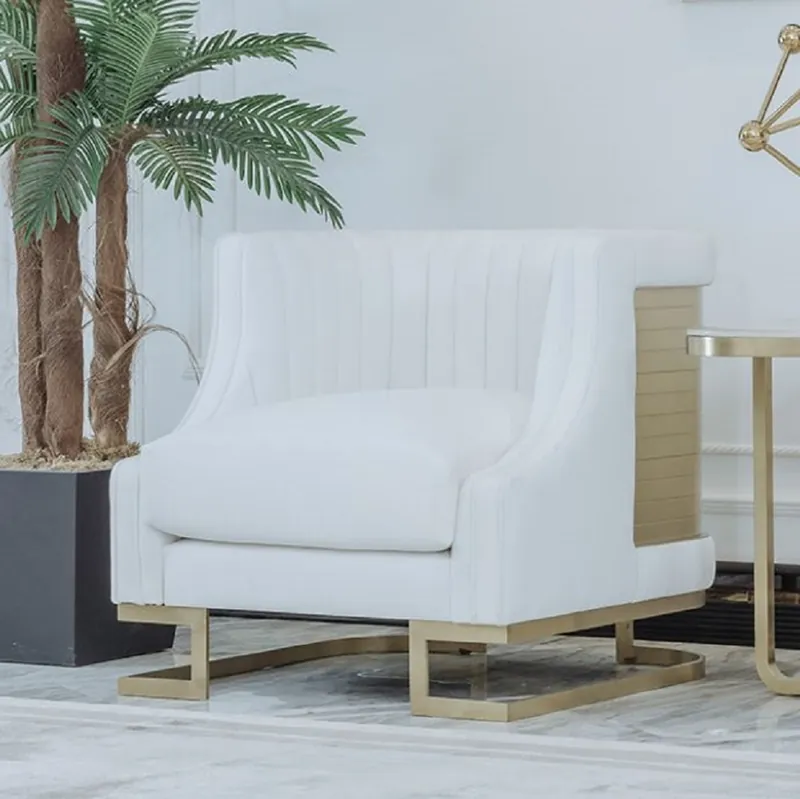 Ausverkauf Casa Padrino luxury armchair white / gold 80 x 87 x H. 77 cm - Living room armchair - Hotel armchair - Living room furniture - Hotel furniture - Luxury furniture
