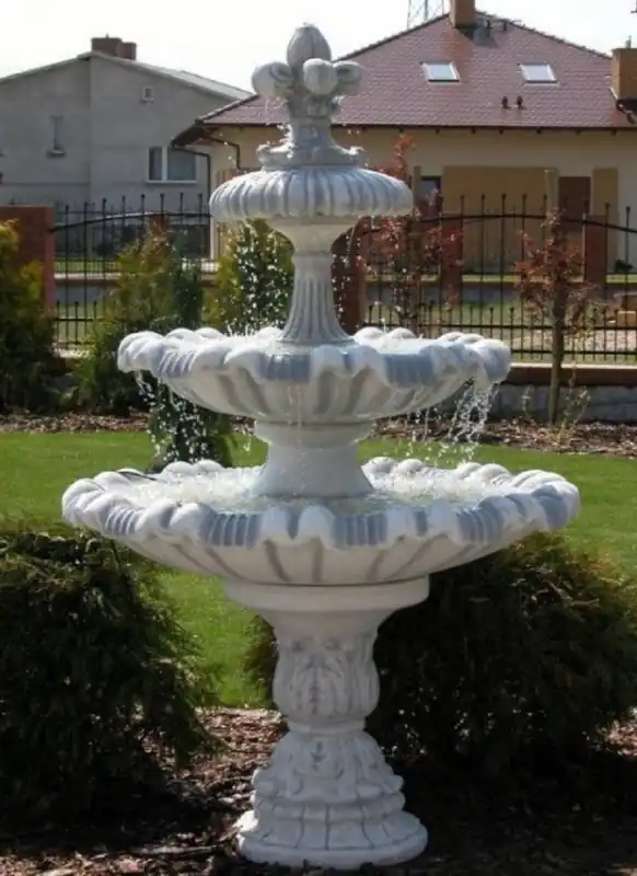 Kracherpreis Casa Padrino baroque fountain with decorative lily gray Ø 129 x H. 196 cm - Magnificent garden fountain in baroque style - Round garden decoration stone fountain - Baroque garden decoration