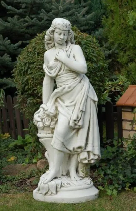 Casa Padrino Art Nouveau Garden Decoration Sculpture Lady Gray H. 132 cm - Elegant Garden Decoration Stone Figure - Baroque & Art Nouveau Garden Decoration Accessories Sale