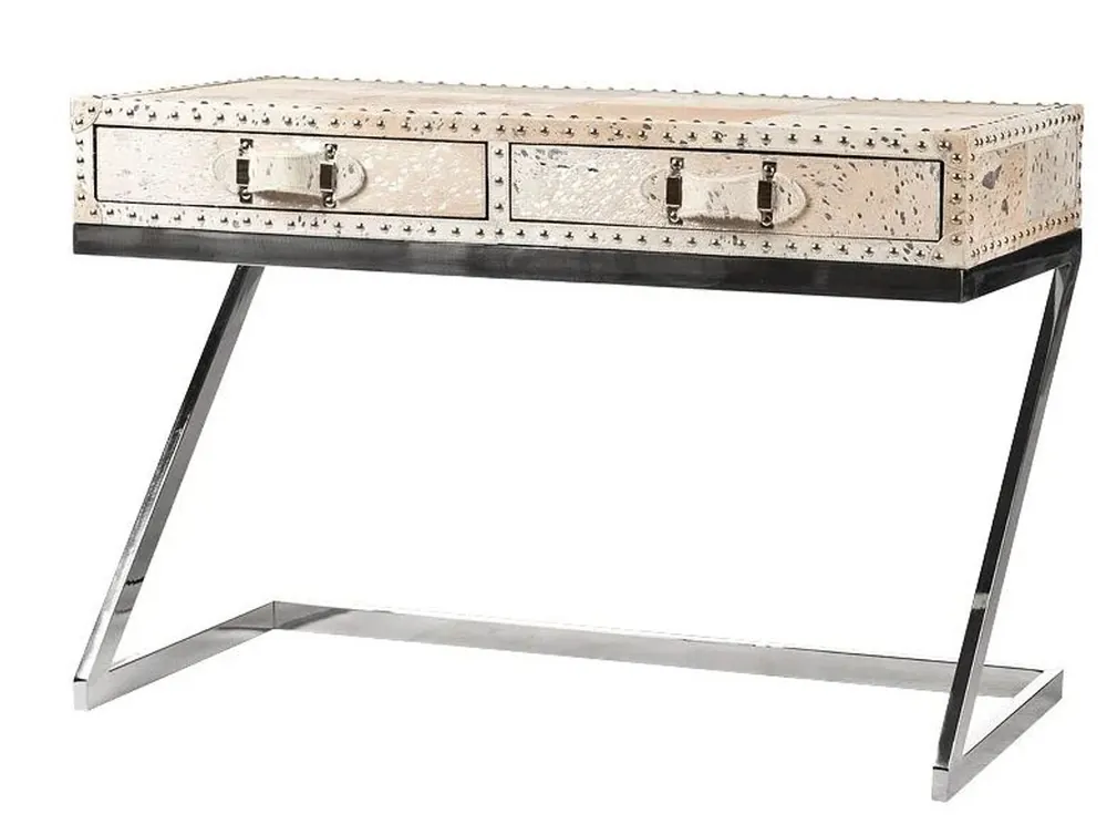 Casa Padrino luxury desk with 2 drawers fur / silver 110 x 50 x H75 / metal - Secretary Preis Gesenkt