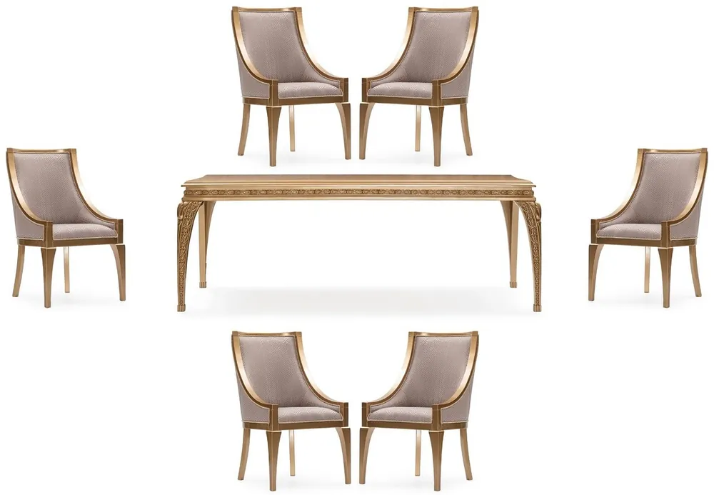 Casa Padrino luxury baroque dining room set gray / gold - 1 Baroque Dining Table & 6 Baroque Dining Chairs - Luxury dining room furniture in baroque style - Baroque furniture Finale Aktion