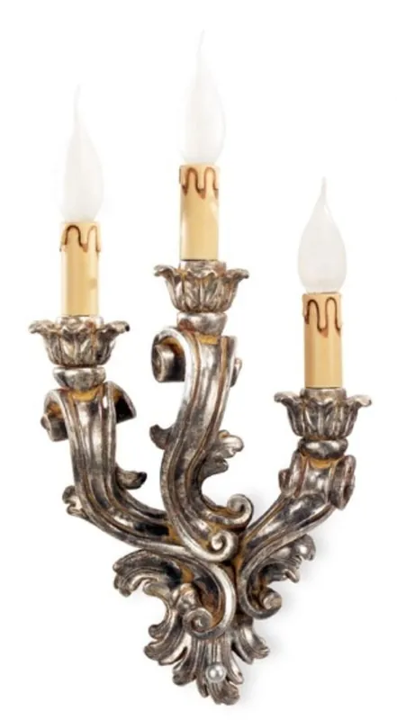 Casa Padrino luxury baroque wall lamp antique silver 23 x 14 x H. 41 cm - Magnificent baroque style wall lamp - Baroque lights - Luxury quality - Made in Italy Neue Ware