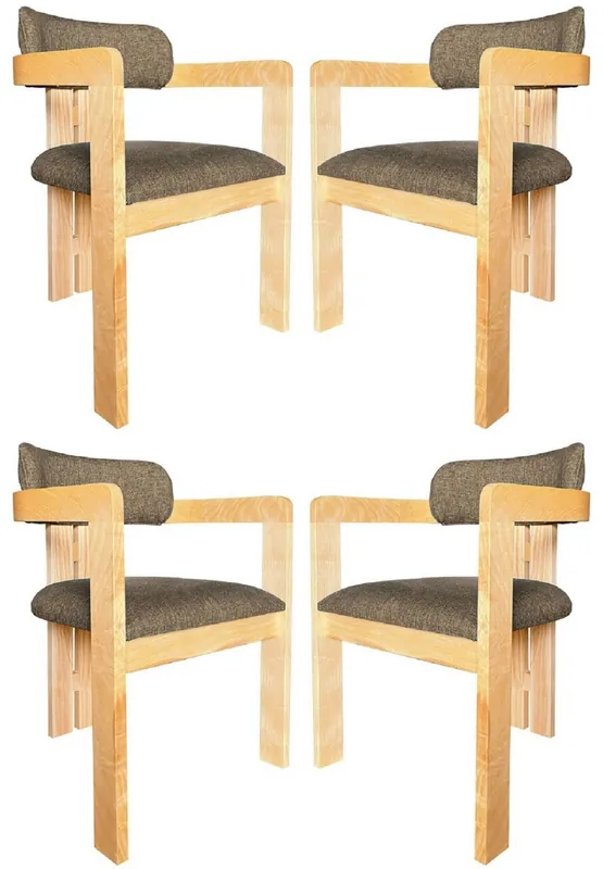 Jetzt Bestellen Casa Padrino luxury dining chair set of 4 with armrests black / natural 56 x 54 x H. 82 cm - Dining room furniture - Restaurant furniture - Solid wood furniture - Luxury furniture