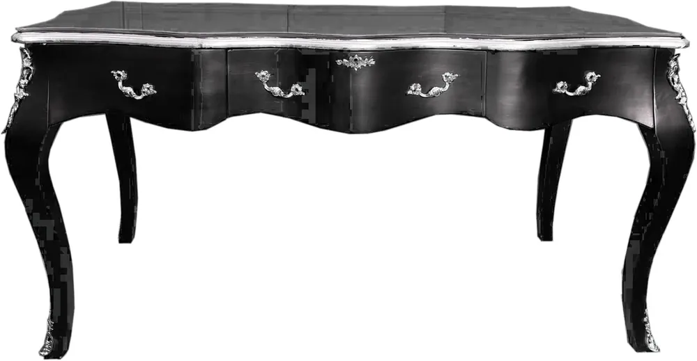 Jetzt Kaufen Casa Padrino baroque secretary black / silver desk luxury furniture office