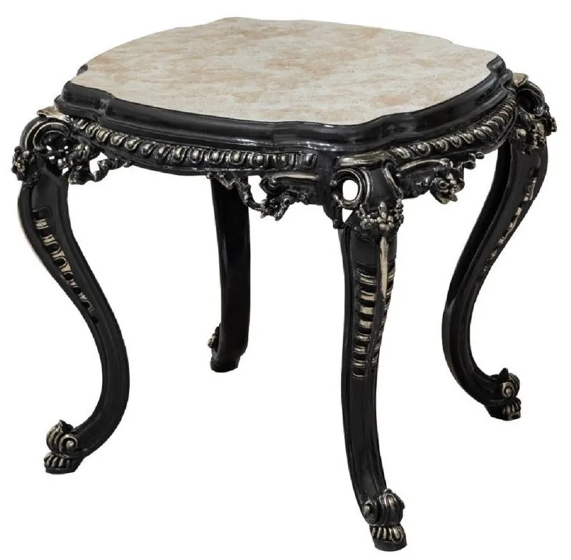 Schnäppchen Casa Padrino luxury baroque side table white / beige / black / gold - Handmade baroque style solid wood table - Luxury living room furniture in baroque style - Baroque furniture