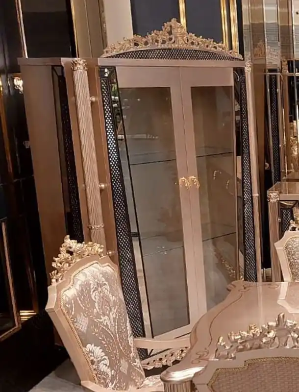 Casa Padrino luxury baroque display cabinet gray / black / gold - Handmade solid wood showcase with 2 glass doors - Luxury furniture in baroque style - Baroque furniture - Noble & Magnificent Rabatt