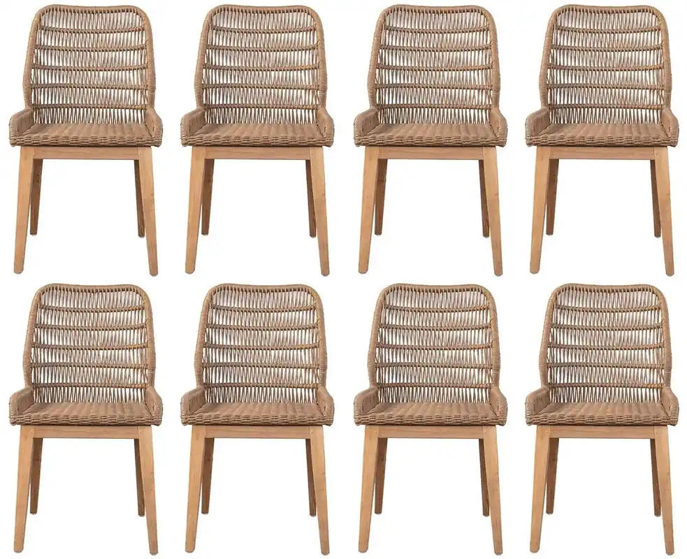 Top-Angebot Casa Padrino luxury dining room chair set of 8 brown / natural 50 x 60 x H. 90 cm - Luxury garden chairs with fine rattan weave - Dining room furniture - Garden furniture - Luxury furniture