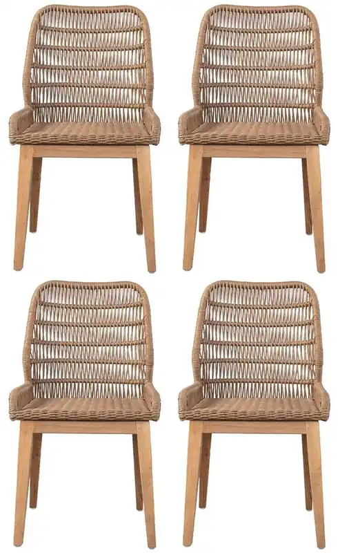 Schneller Versand Casa Padrino luxury dining room chair set of 4 brown / natural 50 x 60 x H. 90 cm - Luxury garden chairs with fine rattan weave - Dining room furniture - Garden furniture - Luxury furniture