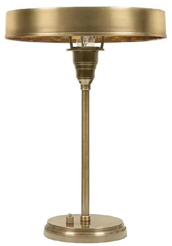 Casa Padrino luxury Art Deco table lamp antique brass Ø 38 x H. 53 cm - Round brass desk lamp - Luxury lights - Luxury interior Rabatt