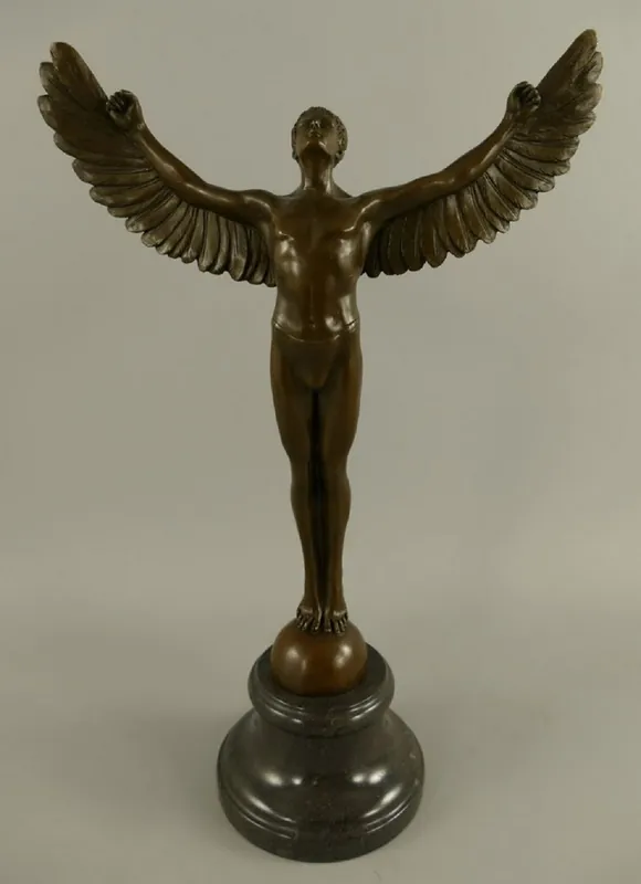 Heißes Angebot Casa Padrino luxury Art Nouveau decorative sculpture angel bronze / black 27 x 12 x H. 40 cm - Bronze figure with marble base - Baroque & Art Nouveau bronze sculptures