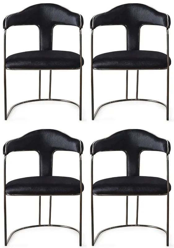 Online Kaufen Casa Padrino luxury Art Deco dining chair set of 4 with armrests black / bronze 60 x 58 x H. 92 cm - Dining room furniture - Restaurant furniture - Art Deco furniture - Luxury furniture