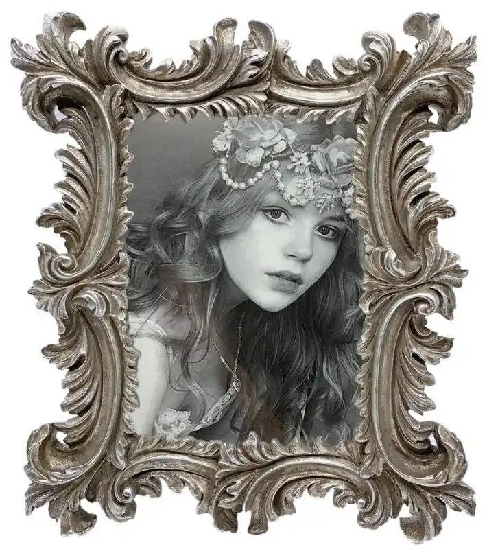 Casa Padrino baroque picture frame antique silver 13 x H. 18 cm - Antique style picture frame - Living room decoration - Desk decoration - Decoration accessories in baroque style Abverkauf