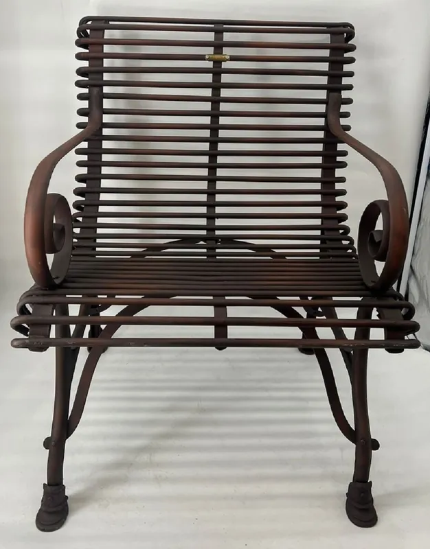 Beliebt Casa Padrino Art Nouveau garden chair brown 64 x 62 x H. 71 cm - Wrought iron chair with armrests - Nostalgic wrought iron garden furniture
