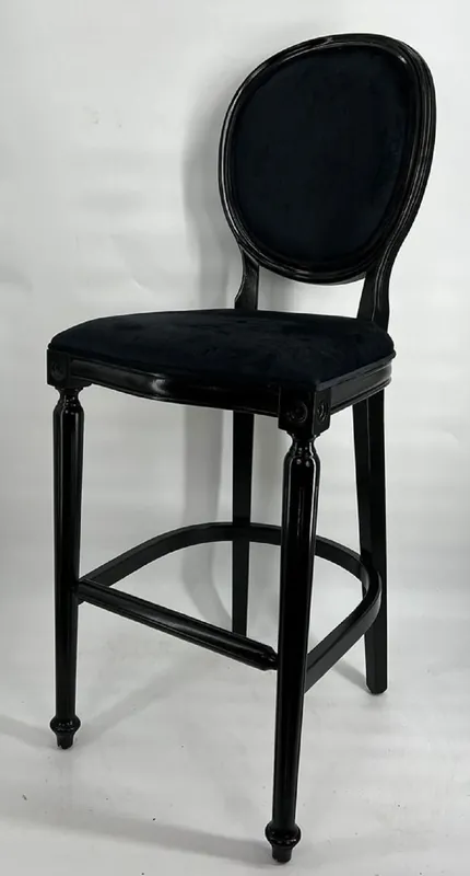 Casa Padrino baroque bar chair black - Handmade solid wood bar stool with fine velvet - Baroque bar furniture - Noble & Magnificent Direktkauf