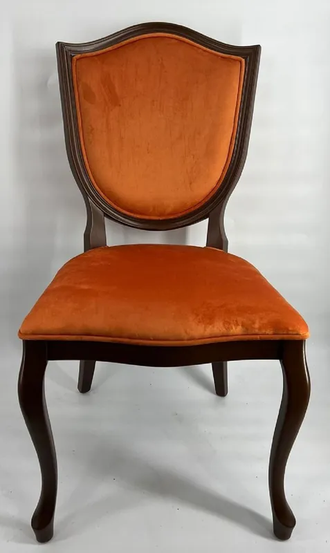 Bestpreis Casa Padrino Art Deco dining chair orange / dark brown - Art Deco solid wood chair - Art Deco dining room furniture - Art Deco furniture - Art Deco furnishings - Furniture in Art Deco style