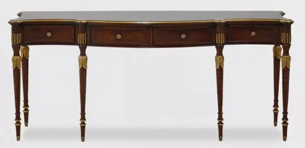 Casa Padrino luxury baroque console dark brown / antique gold - Handmade solid wood console table with 4 drawers - Luxury living room furniture in baroque style - Baroque furniture Heißes Angebot
