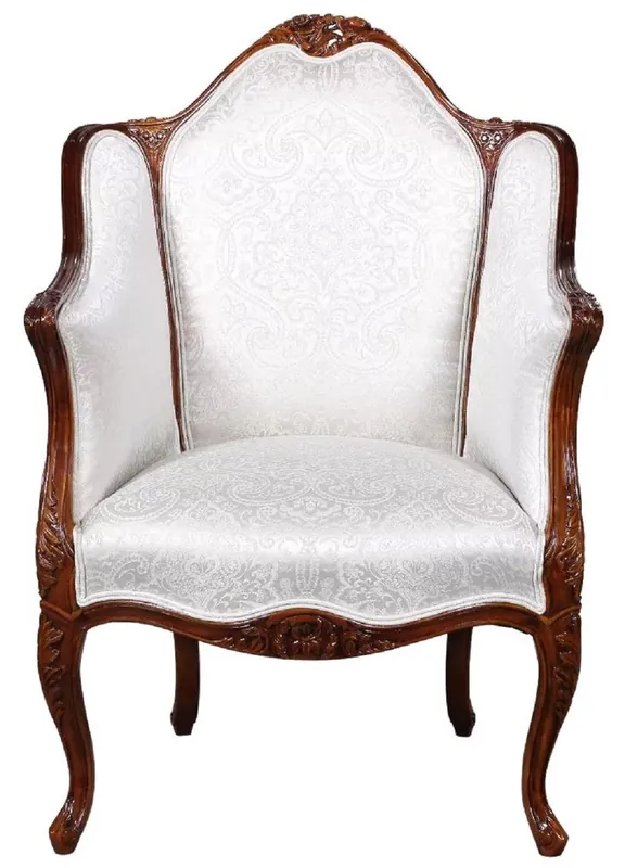 Casa Padrino luxury baroque armchair with elegant pattern silver / dark brown - Magnificent living room armchair in baroque style - Baroque Living Room Furniture - Noble & Magnificent Heißes Angebot