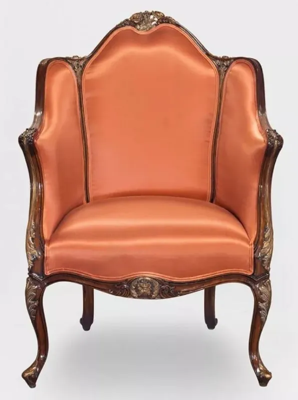 Casa Padrino luxury baroque armchair orange / dark brown / bronze - Magnificent living room armchair in baroque style - Baroque Living Room Furniture - Noble & Magnificent Preisknaller