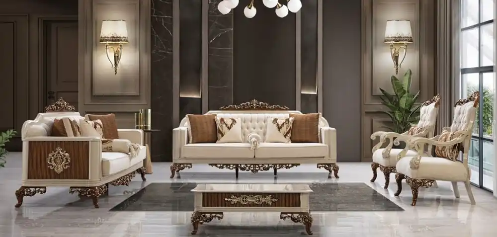 Casa Padrino luxury baroque living room set beige / gray / brown / gold - 2 Sofas & 2 Armchairs & 1 Coffee Table - Handmade baroque living room furniture - Noble & Magnificent Garantierte Lieferung