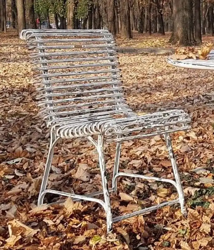 Günstig Casa Padrino Art Nouveau garden chair antique white 44 x 50 cm - Handmade wrought iron chair - Nostalgic wrought iron garden & patio furniture