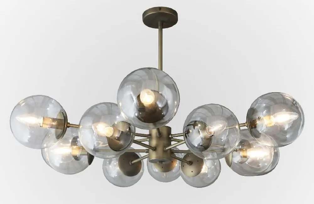 Nur Für Kurze Zeit Casa Padrino luxury chandelier bronze Ø 90 x H. 15 cm - Living room chandelier with round glass lampshades - Hotel chandelier - Restaurant chandelier - Luxury collection