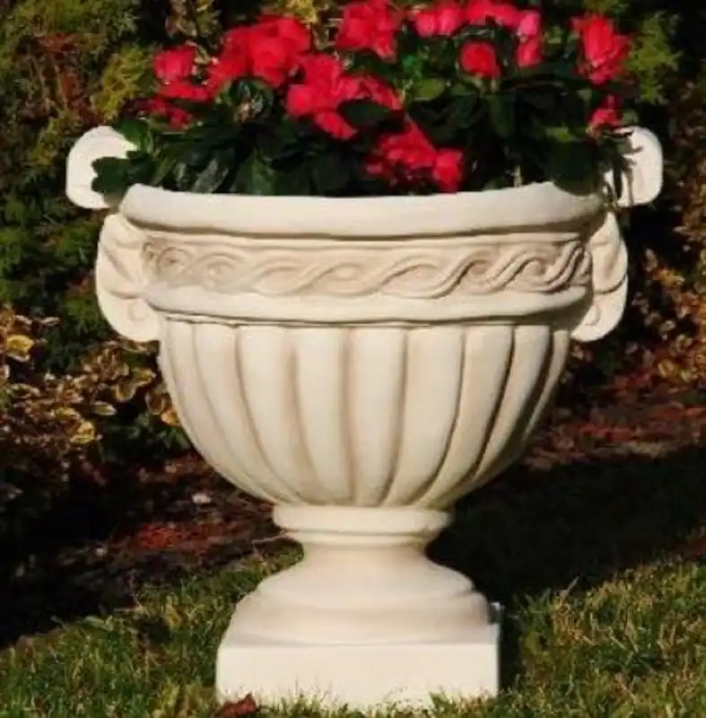 Casa Padrino baroque garden decorative flower pot sand 44 x H. 44 cm - Magnificent baroque style plant pot - Baroque garden decoration - Baroque terrace decoration - Baroque decoration accessories Neue Ware