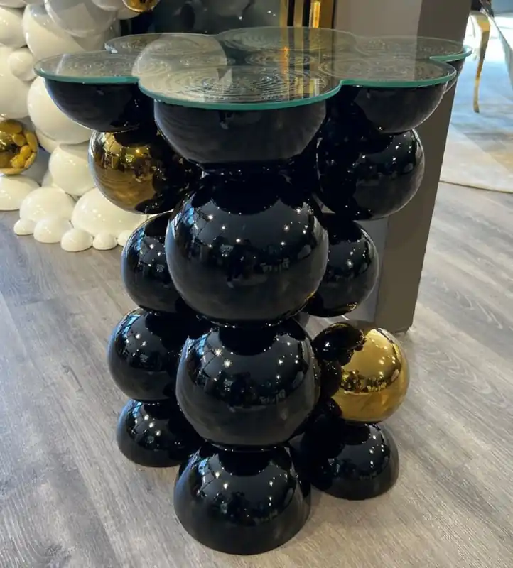 Casa Padrino luxury designer side table black / gold 55 x 45 x H. 59 cm - Stainless steel table with glass top - Living room furniture - Luxury furniture - Hotel furniture - Designer furniture Bestpreis