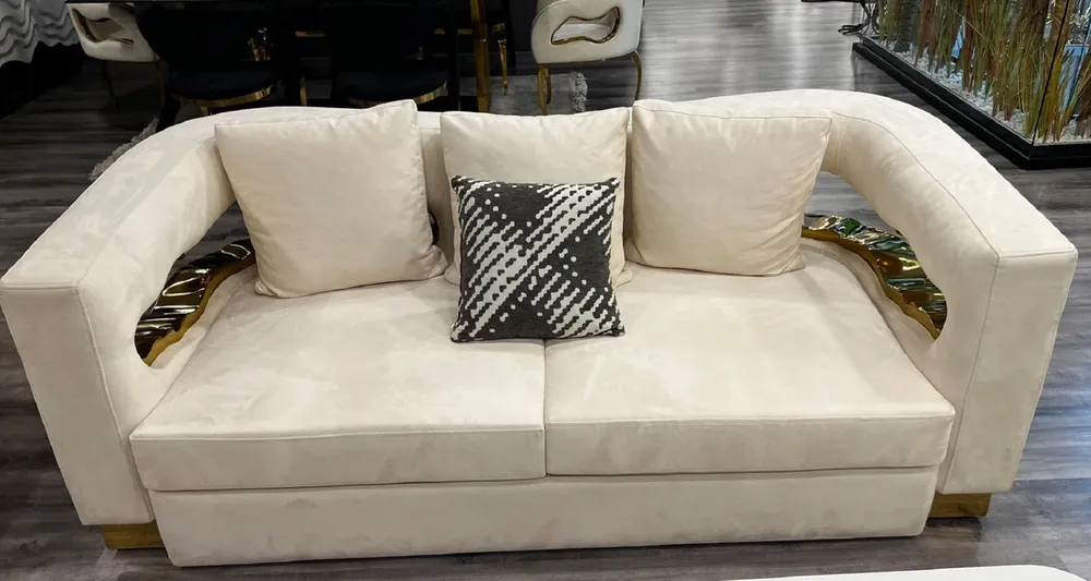 Beliebt Casa Padrino luxury 2 seater sofa cream / gold 205 x 100 x H. 77 cm - Living room sofa - Hotel sofa - Living room furniture - Hotel furniture - Luxury furniture - Luxury furnishings