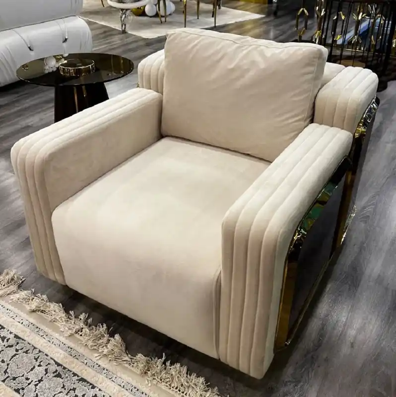 Beliebt Casa Padrino luxury armchair cream / brown / gold 90 x 100 x H. 70 cm - Living room armchair - Hotel armchair - Living room furniture - Hotel furniture - Luxury furniture - Luxury furnishings