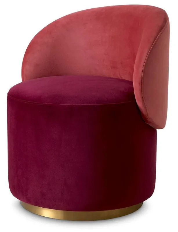 Bestpreis Casa Padrino luxury velvet dining room chair bordeaux red / red / brass 60 x 55 x H. 73.5 cm - Swivel chair with elegant velvet fabric - Dining room furniture - Luxury furniture - Luxury quality