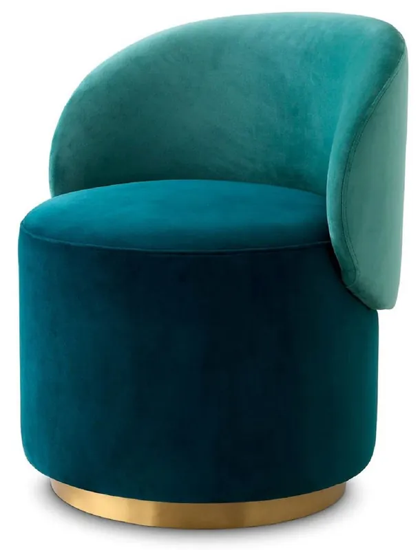Casa Padrino luxury velvet dining room chair green / turquoise / brass 60 x 55 x H. 73.5 cm - Swivel chair with elegant velvet fabric - Dining room furniture - Luxury furniture - Luxury quality Direktkauf