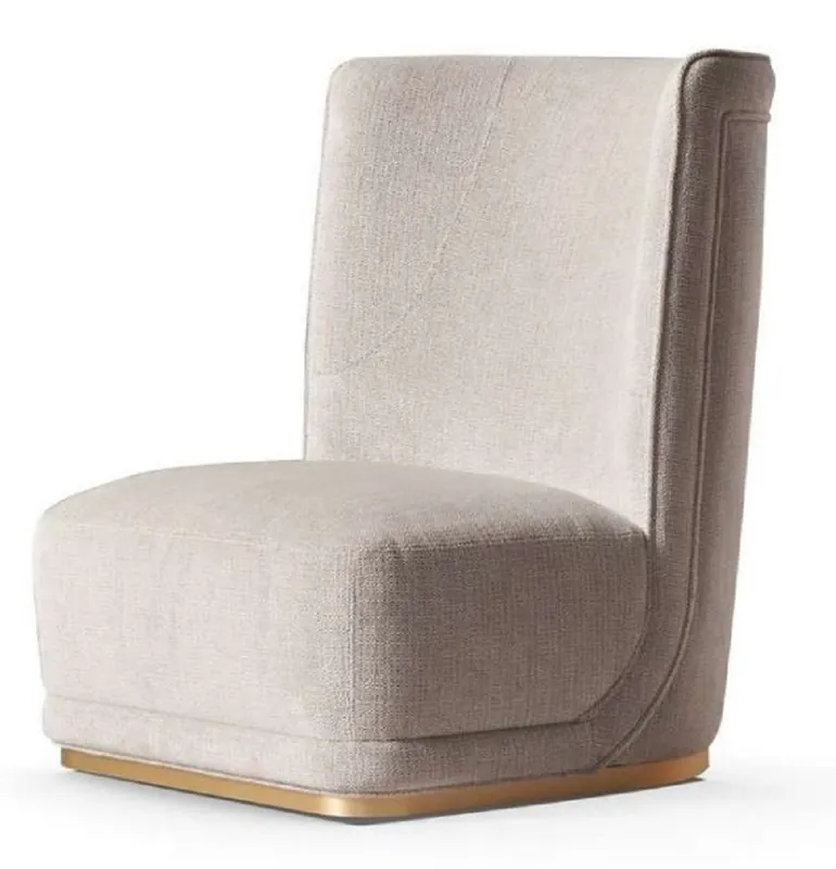 Billig Casa Padrino luxury armchair light gray / brass 90 x 102 x H. 110 cm - Living room armchair with curved backrest - Hotel armchair - Living room furniture - Hotel furniture - Luxury furniture