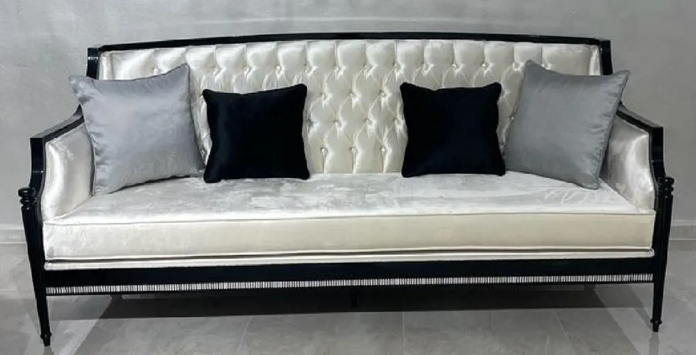 Garantierte Lieferung Casa Padrino luxury baroque living room sofa gold / black / gray - Handmade baroque style sofa - Luxury living room furniture in baroque style - Baroque furniture - Noble & Magnificent