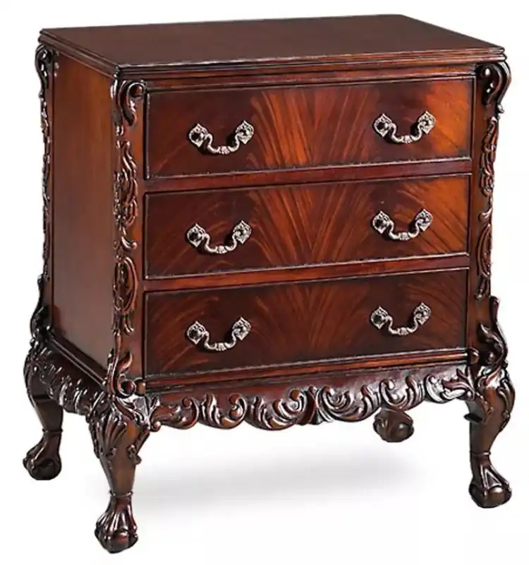 Casa Padrino luxury baroque bedside table dark brown / silver - Magnificent baroque bedside table with 3 drawers - Luxury bedroom furniture in baroque style - Baroque furniture Garantierte Lieferung