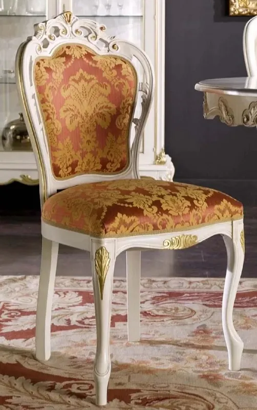 Neue Kollektion Casa Padrino luxury baroque dining chair bordeaux red / white / gold - Magnificent baroque style solid wood chair with pattern - Baroque dining room furniture - Luxury quality - Made in Italy