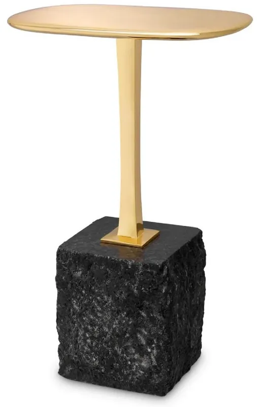 Aktuell Casa Padrino luxury side table brass / black 35 x 25 x H. 54.5 cm - Brass table with granite base - Luxury furniture - Living room furniture - Luxury living room furnishings