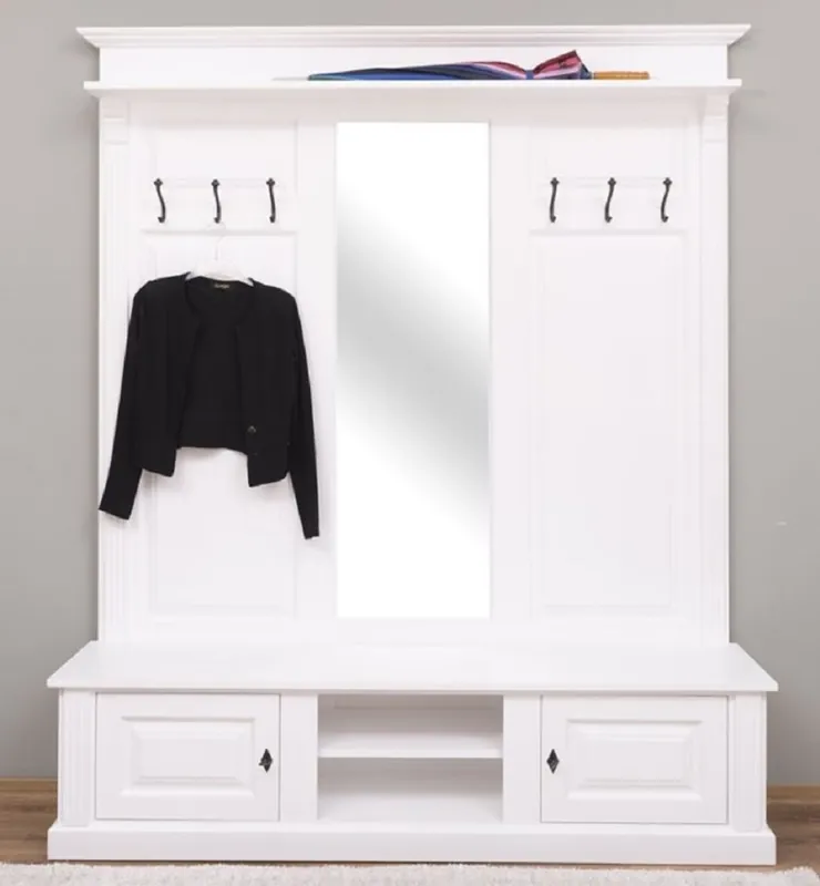 Meistverkauft Casa Padrino Country Style wardrobe white 180 x 41 x H. 210 cm - Solid wood wardrobe with mirror - Solid wood wardrobe furniture - Country style wardrobe furniture