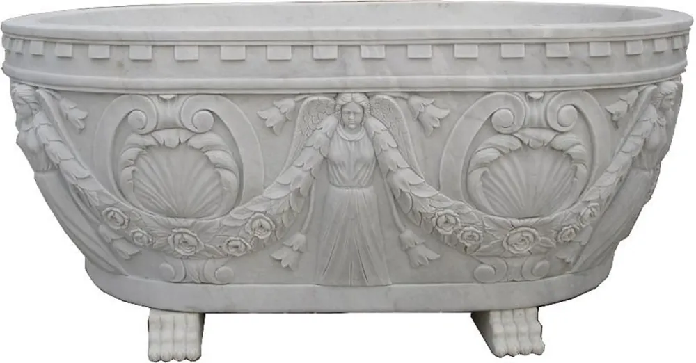 Casa Padrino luxury baroque bathtub gray 198 cm - Freestanding marble bathtub - Bathroom accessories in baroque style - Noble and magnificent Solange Der Vorrat Reicht