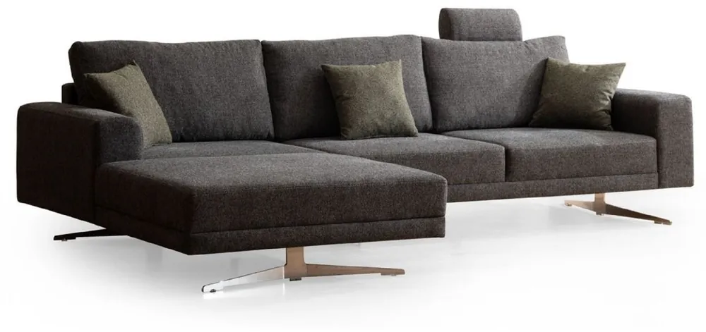 Preis Gesenkt Casa Padrino luxury corner sofa gray / silver 310 x 180 x H. 70 cm - Living room sofa - Living room furniture - Luxury furniture - Luxury furnishings