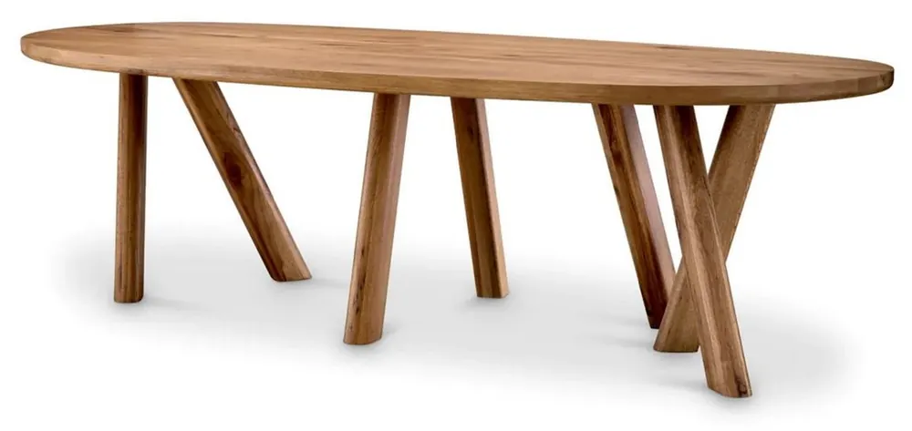 Casa Padrino luxury dining table brown 259 x 109 x H. 76.5 cm - Oval kitchen table table with solid oak table top - Dining room furniture - Luxury furniture - Luxury furnishings Kracherpreis