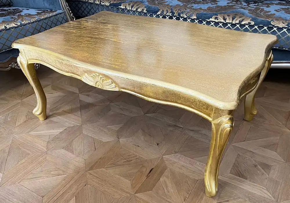 Casa Padrino luxury baroque coffee table antique gold - Solid wood living room table baroque style - Baroque furniture - Luxury furniture in baroque style - Baroque furnishings Markenprodukt