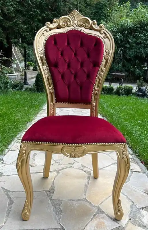 Saisonangebot Casa Padrino luxury baroque dining chair bordeaux red / gold - Handmade antique style chair with fine velvet fabric - Magnificent dining room furniture in the baroque style