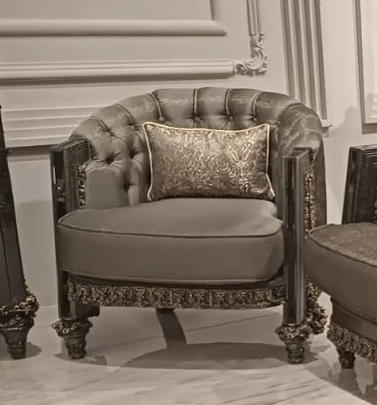 Mega-Angebot Casa Padrino luxury baroque living room armchair gray / gold - Magnificent baroque style armchair - Luxury living room furniture in baroque style - Baroque furniture
