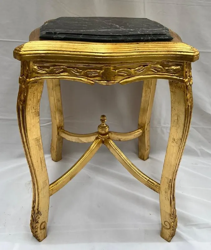 Casa Padrino baroque side table antique gold / black - Handmade antique style solid wood table with marble top - Antique style furniture - Baroque furniture Abverkauf
