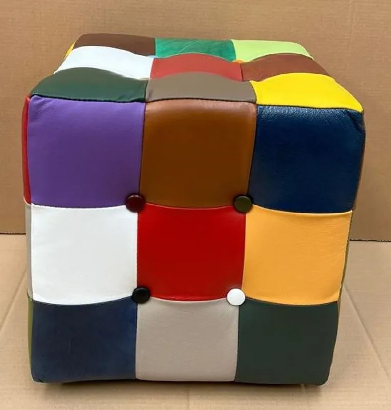 Begrenztes Angebot Casa Padrino Luxury Chesterfield Leather Stool Colorful 40 x 40 x H. 40 cm - Leather Footstool - Leather Cube Stool - Chesterfield Living Room - Leather Furniture - Luxury Furniture