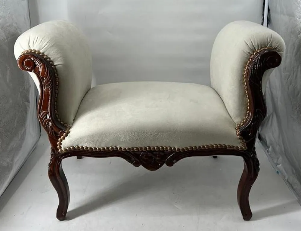 Preiswert Casa Padrino baroque stool gray / dark brown - Handmade antique style stool - Baroque style stool - Living room furniture in baroque style - Baroque style furniture - Baroque furniture