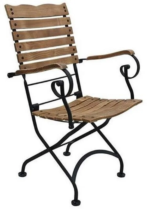 Casa Padrino Art Nouveau garden chair with armrests brown / black 60 x 40 x H. 92 cm - Foldable garden chair - Baroque & Art Nouveau gastronomy & garden furniture Sale