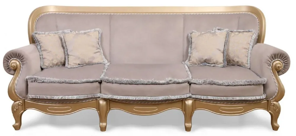 Markenware Casa Padrino luxury baroque living room sofa gray / gold - Handmade baroque style sofa - Magnificent luxury living room furniture in baroque style - baroque furniture