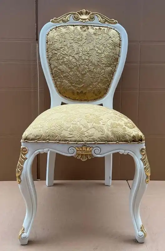 Angebot Casa Padrino luxury baroque dining room chair with elegant pattern gold / white / gold - Dining room furniture in baroque style - Luxury furniture in baroque style - Baroque furniture