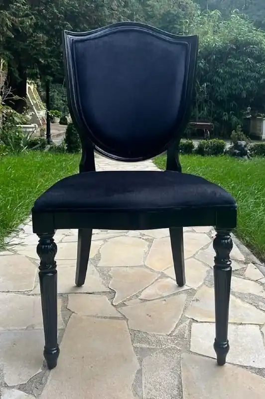Casa Padrino luxury Art Deco velvet dining chair black - Art Deco solid wood chair - Art Deco dining room furniture - Art Deco furniture - Luxury furniture in Art Deco style Neuheit